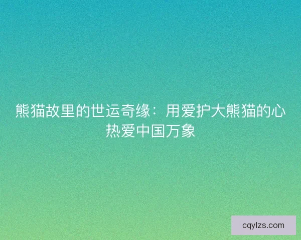 熊猫故里的世运奇缘:用爱护大熊猫的心热爱中国万象 熊猫故里的世运奇缘:用爱护大熊猫的心热爱中国万象