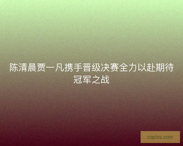 陈清晨贾一凡携手晋级决赛全力以赴期待冠军之战